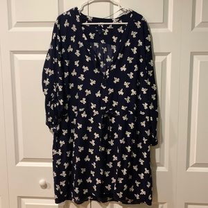 Navy dress with cream colored bows